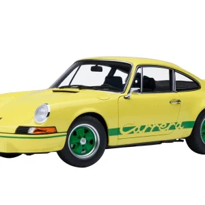 Autoart Porsche 911 Carrera 2.7 RS 1/18 Scale Light Yellow Green Stripes Model