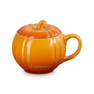 Le Creuset Pumpkin Mug 400ml with Lid Horse Chestnut Halloween Design Safe
