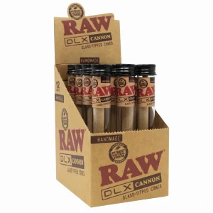 Raw DLX Cannon Glass Tipped Cones – 12CT