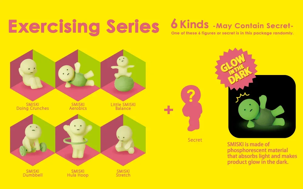 Smiski Exercising Series Glow in the Dark Collectible Box 12pcs - Image 2
