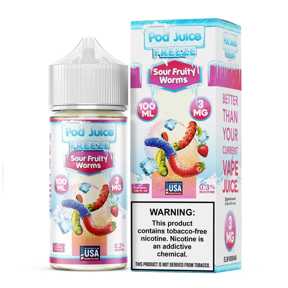 Sour Fruity Worms Freeze Pod Juice 100mL