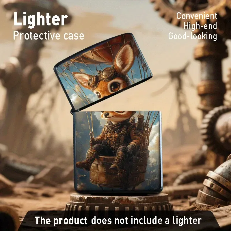 Steampunk Bunny & Gears Art Metal Lighter Shell
