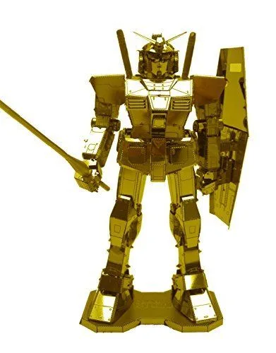Tenyo Metallic Nano Puzzle Premium Series Gold Rx-78-2 Gundam Model Kit - Image 2