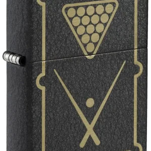 Zippo Lighter - Billiards Table Design Black Crackle