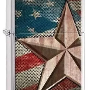 Zippo Lighter - Retro Star Brushed Chrome